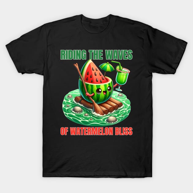 Watermelon Surf - Riding the Waves of Watermelon Bliss Shirt T-Shirt by vk09design